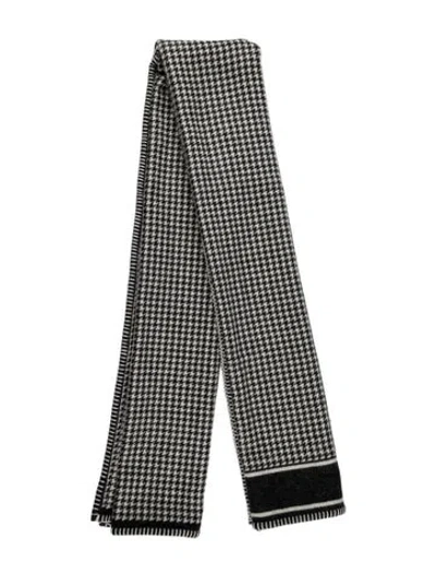 Pre-owned Dior 30 Montaigne Houndstooth Throw Blanket In White