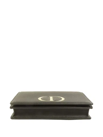 Pre-owned Dior 30 Montaigne Leather Clutch Bag In Black