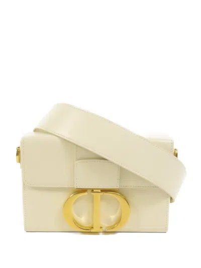 Pre-owned Dior 30 Montaigne Leather Crossbody Bag In White