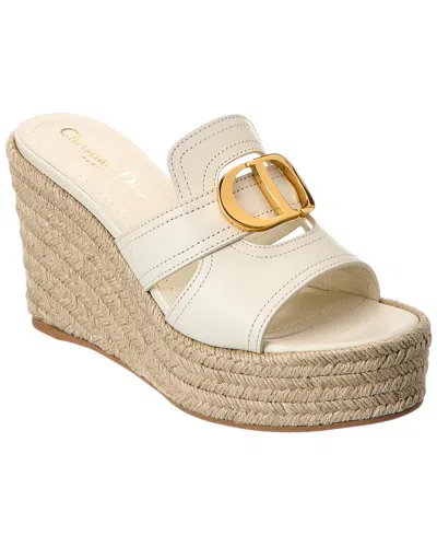 Dior 30 Montaigne Leather Wedge Sandal In White