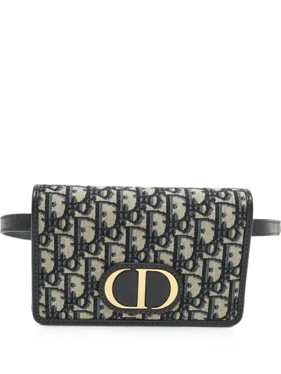 Pre-owned Dior 30 Montaigne Oblique Belt Bag In Blue