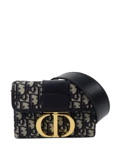 Pre-owned Dior 30 Montaigne Oblique Cross Body Mini Bag In Blue