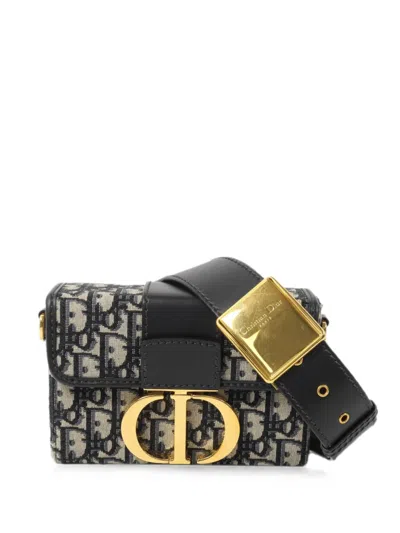 Pre-owned Dior 30 Montaigne Oblique Monogram Shoulder Bag In Black