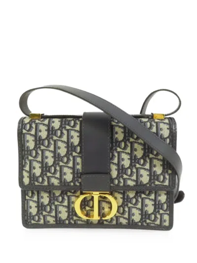 Pre-owned Dior 30 Montaigne Oblique Shoulder Bag In Black