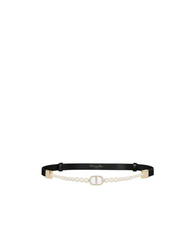 Dior 30 Montaigne Pearl Belt In Black