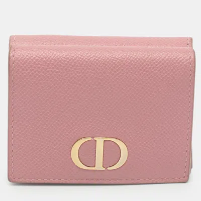 Pre-owned Dior 30 Montaigne Pink Leather Trifold Wallet