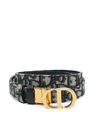 Pre-owned Dior 30 Montaigne Reversible Belt In Black