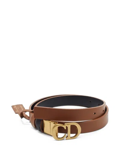 Pre-owned Dior 30 Montaigne Reversible Belt In Brown