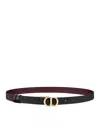 Dior Women Cd 30 Montaigne Leather Belt In Burgundy