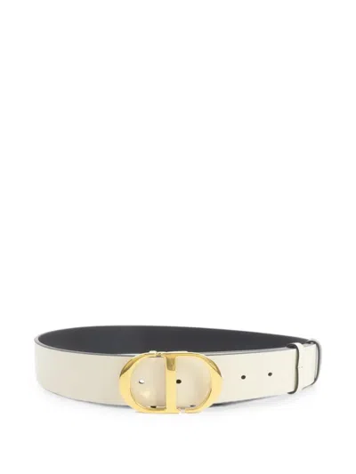 Pre-owned Dior 30 Montaigne Reversible Belt In Neutral