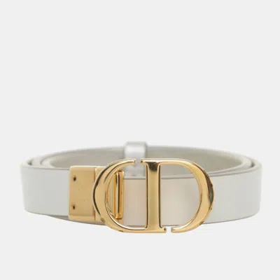 Pre-owned Dior 30 Montaigne Reversible Skinny Belt In Gold
