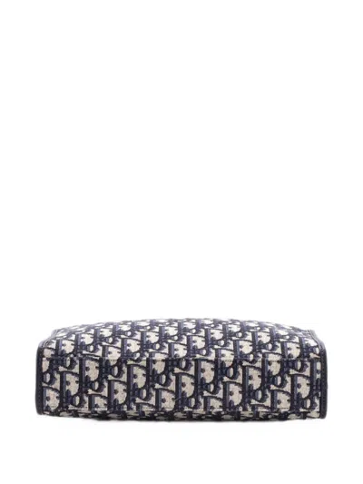 Pre-owned Dior 30 Montaigne Zip Pouch Oblique Canvas Medium Clutch Bag In Blue