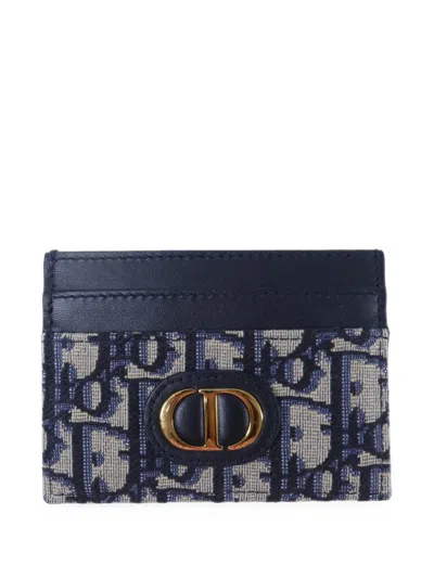 Pre-owned Dior 30 Oblique Montaigne Freedia Card Holder In Blue