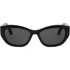 Dior Women's 30montaigne B5u Oval Sunglasses In Shiny Black / Smoke