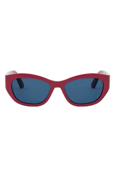 Dior 30montaigne B5u 54mm Oval Sunglasses In Shiny Red / Blue
