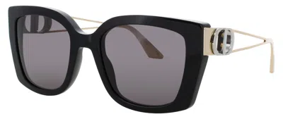 Dior 30montaigne S13i Sunglasses 53-20-130 In 01a - Shiny Black / Smoke