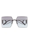Dior 30montaigne S7u 64mm Oversize Square Sunglasses In Shiny Gumetal / Gradient Blue