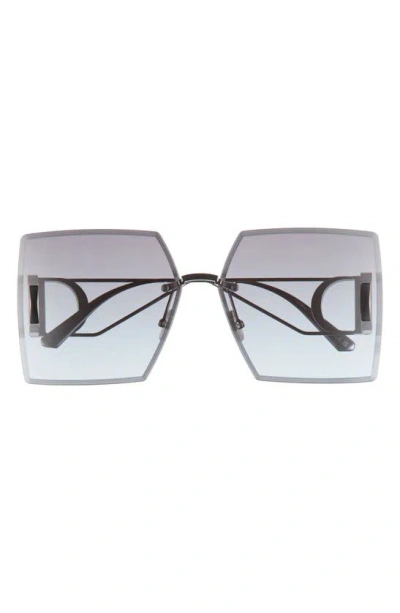 Dior 30montaigne S7u 64mm Oversize Square Sunglasses In Shiny Gumetal / Gradient Blue
