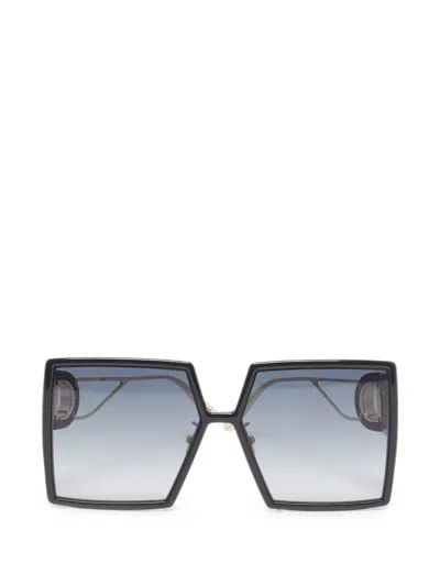 Pre-owned Dior 30montaigne Su Oversize-frame Sunglasses In Black