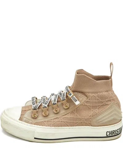 Pre-owned Dior 36 Walk'n' Knit High-top Sneakers In Brown