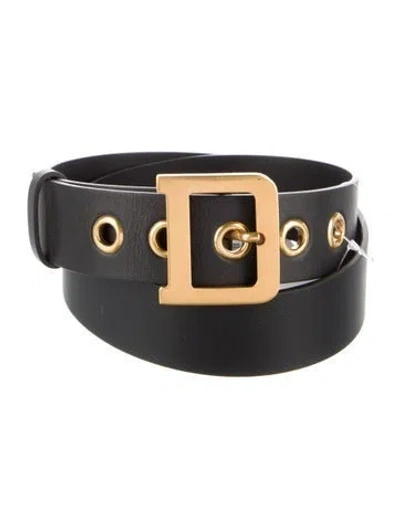 Pre-owned Dior 399043 Leather Belt In Black