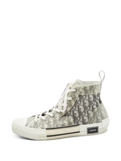 Pre-owned Dior 46 B23 Oblique High-top Sneakers In White