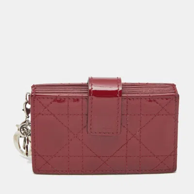 Pre-owned Dior 5 Gusset Card Holder In Red