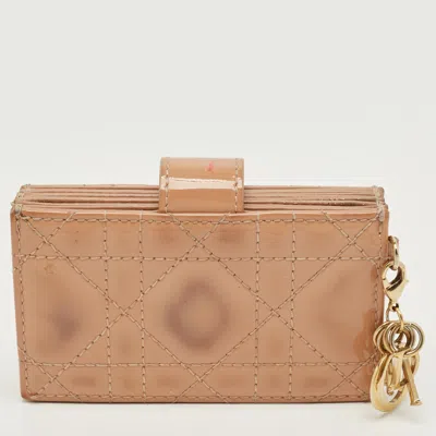 Pre-owned Dior 5 Gusset Card Holder In Sand