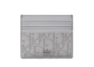 Pre-owned Dior (6slot) Card Holder Oblique Jacquard In Gray