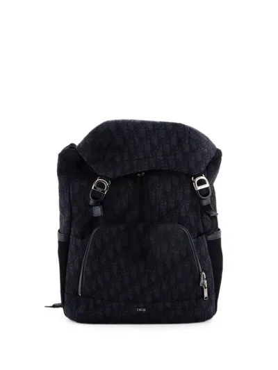 Pre-owned Dior 8 Oblique Jacquard Backpack In Black