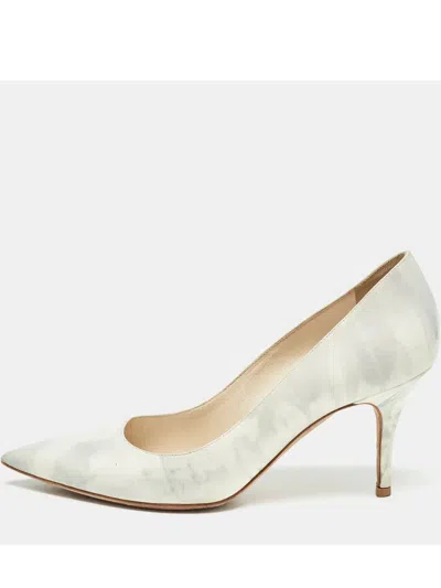 Pre-owned Dior 80mm Leather Pumps In Gray