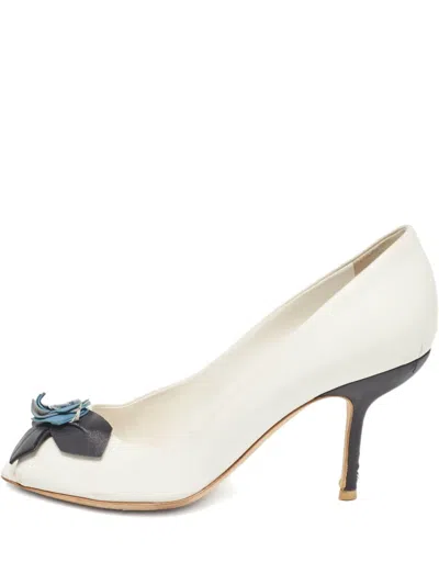 Pre-owned Dior 85mm Leather Heeled Pumps In White