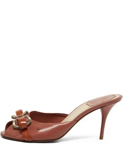 Pre-owned Dior 95mm Bow-detail Peep-toe Sandals