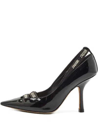 Pre-owned Dior 95mm Logo-strap Pumps In Black