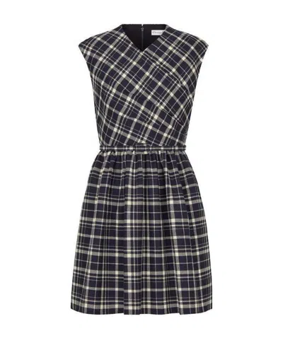 Dior A Checkered Sleeveless Dress In Blue