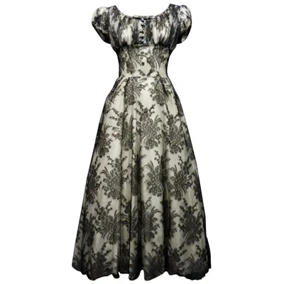 Pre-owned Dior A Christian  Lace Couture Gown Collection Ligne Oblique (?) Circa 1950 In Black