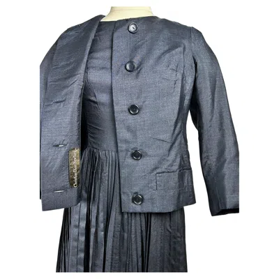 Pre-owned Dior A Christian  New-york Grey Silk Dress And Jacket Circa 1958 In Gray