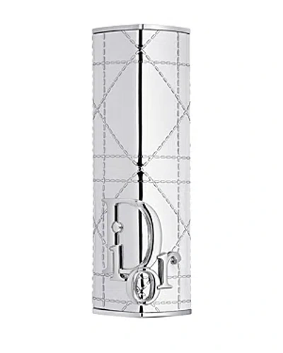 Dior Addict Limited Edition Shine Lipstick Couture Case - Refillable In Silver Cannage