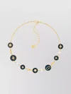 Dior Adjustable Charm Necklace Pearl Accents In Gold