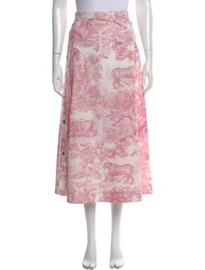 Pre-owned Dior Alligator Midi Length Skirt In Pink