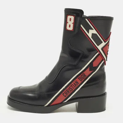 Pre-owned Dior Ally Size 37 Black Leather Mid Calf Boots