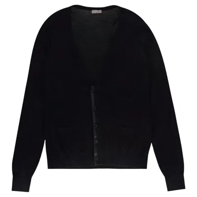 Pre-owned Dior Alpaca & Silk Blend Cardigan In Black