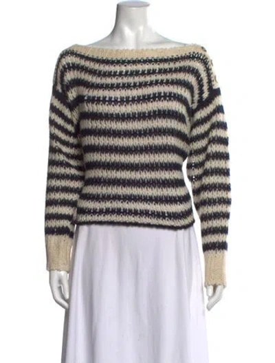 Pre-owned Dior Alpaca Striped Sweater In Blue