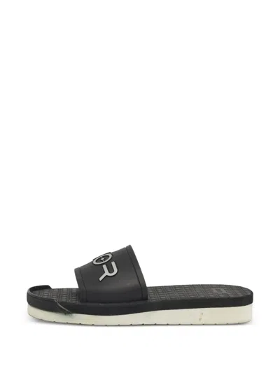 Pre-owned Dior Alpha Logo-detail Flat Sandals In Black