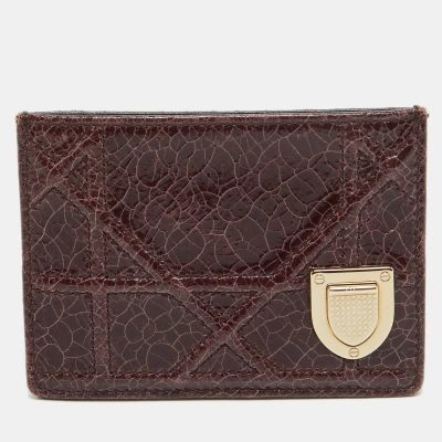 Pre-owned Dior Ama Card Holder In Burgundy
