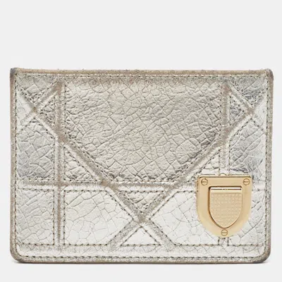 Pre-owned Dior Ama Card Holder In Silver