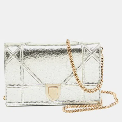 Pre-owned Dior Ama Chain Clutch In Silver