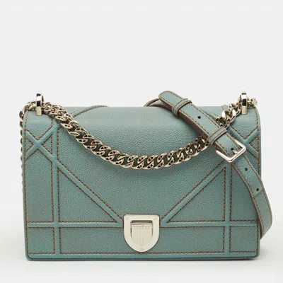Pre-owned Dior Ama Medium Light Blue Leather Shoulder Bag