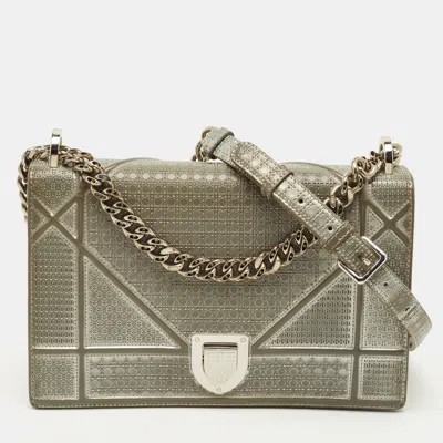 Pre-owned Dior Ama Medium Silver Patent Leather Shoulder Bag