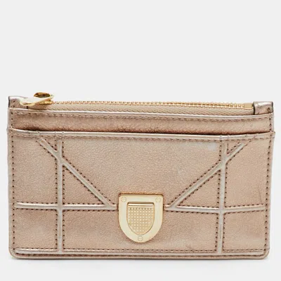 Pre-owned Dior Ama Metallic Leather Card Holder